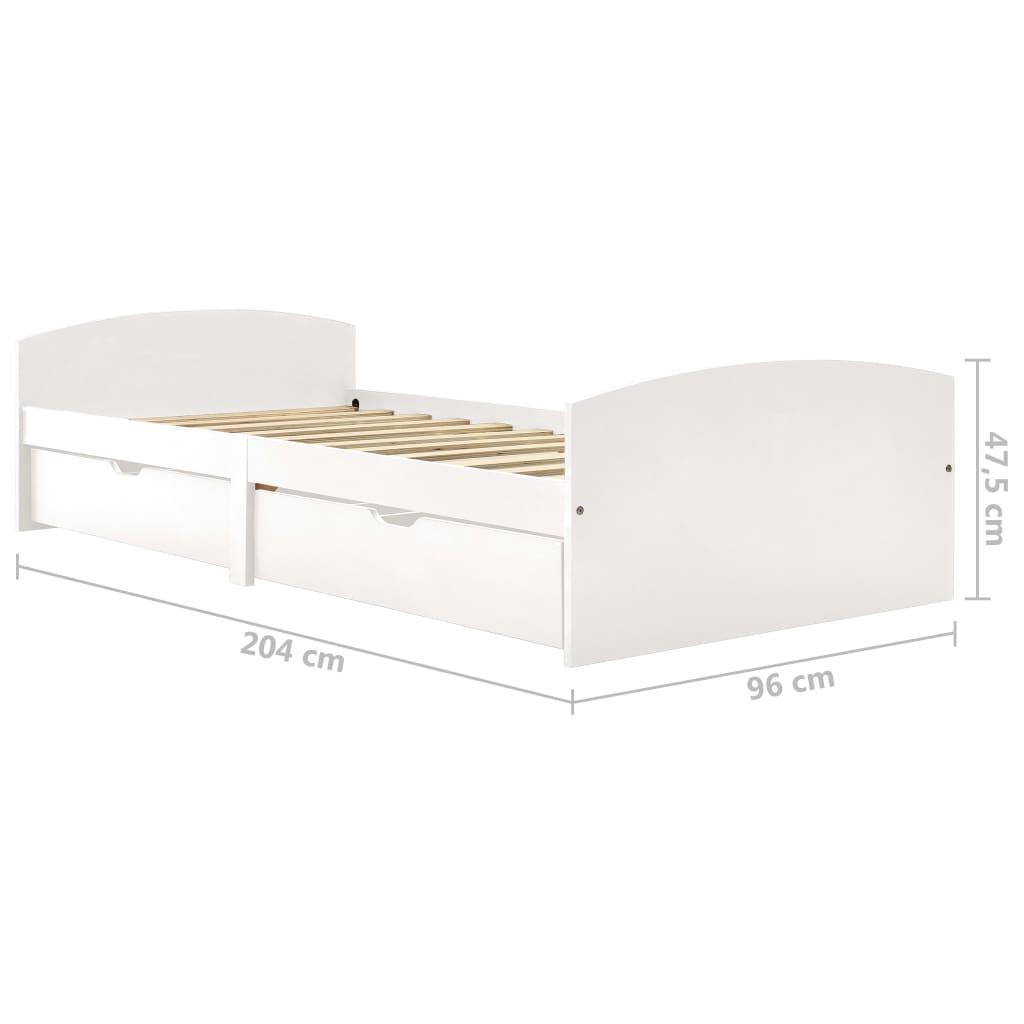 Bedframe met 2 lades massief grenenhout wit 90x200 cm is nu te koop bij PeponiXL, paradijselijk wonen!