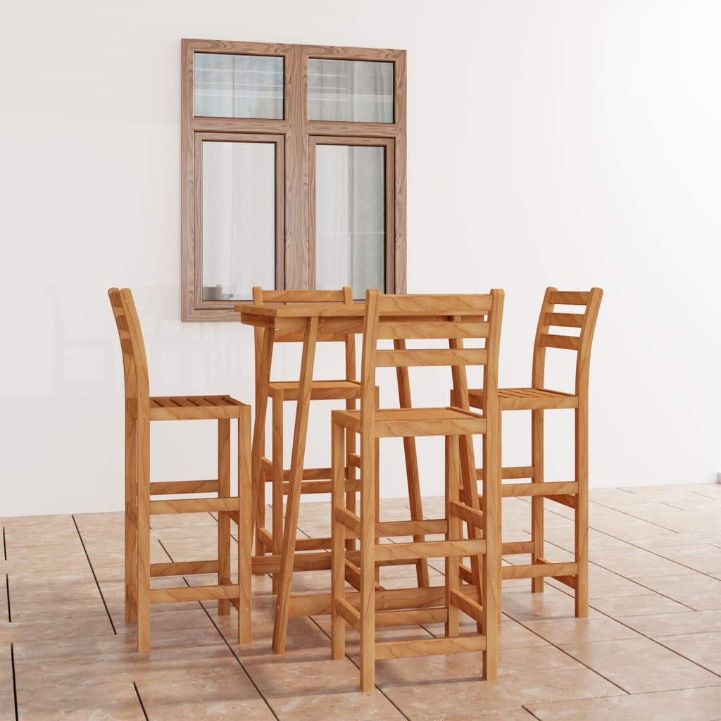 5-delige Tuinbarset massief acaciahout is nu te koop bij PeponiXL, paradijselijk wonen!