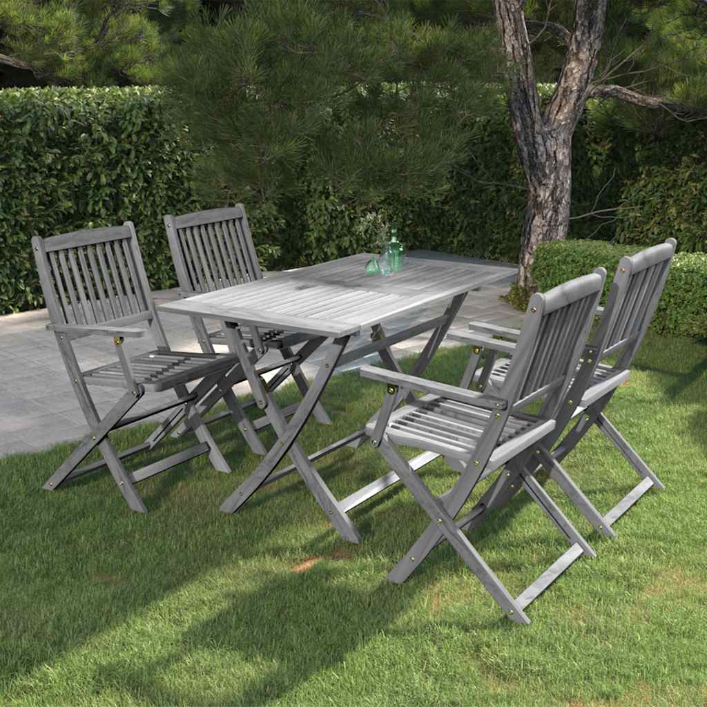 5-delige Tuinset massief acaciahout grijs