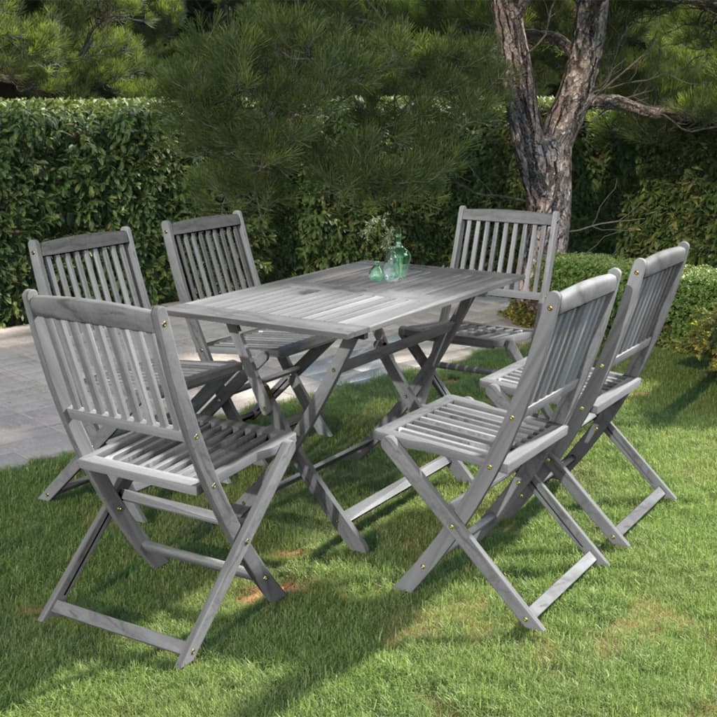 7-delige Tuinset massief acaciahout grijs is nu te koop bij PeponiXL, paradijselijk wonen!