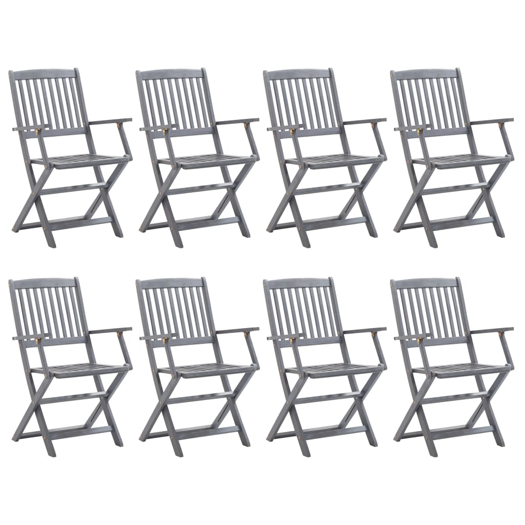 9-delige Tuinset massief acaciahout grijs