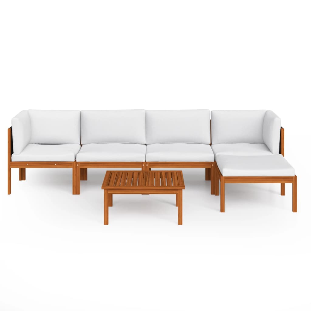 6-delige tuinloungeset met kussens crèmekleurig acaciahout en touw is nu te koop bij PeponiXL, paradijselijk wonen!