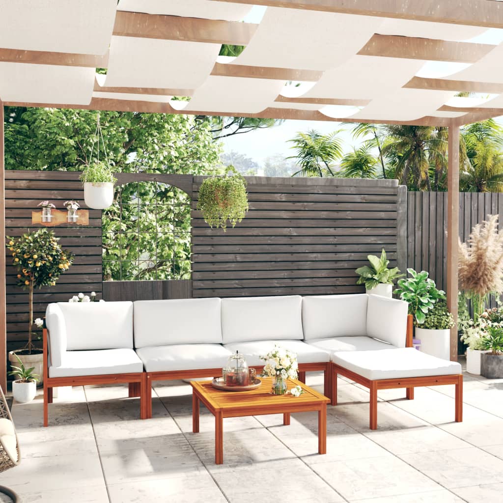 6-delige tuinloungeset met kussens crèmekleurig acaciahout en touw is nu te koop bij PeponiXL, paradijselijk wonen!