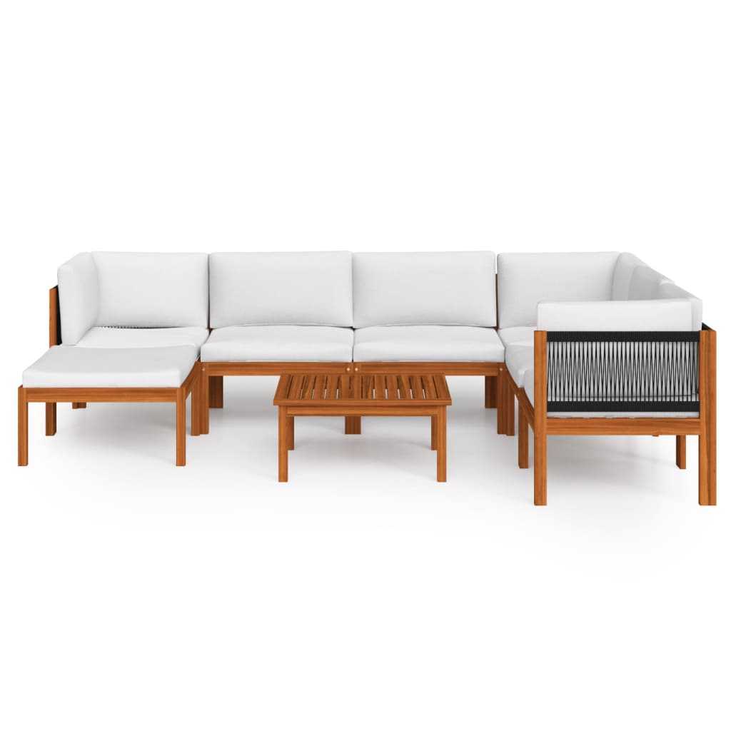 8-delige tuinloungeset met kussens crèmekleurig acaciahout en touw is nu te koop bij PeponiXL, paradijselijk wonen!