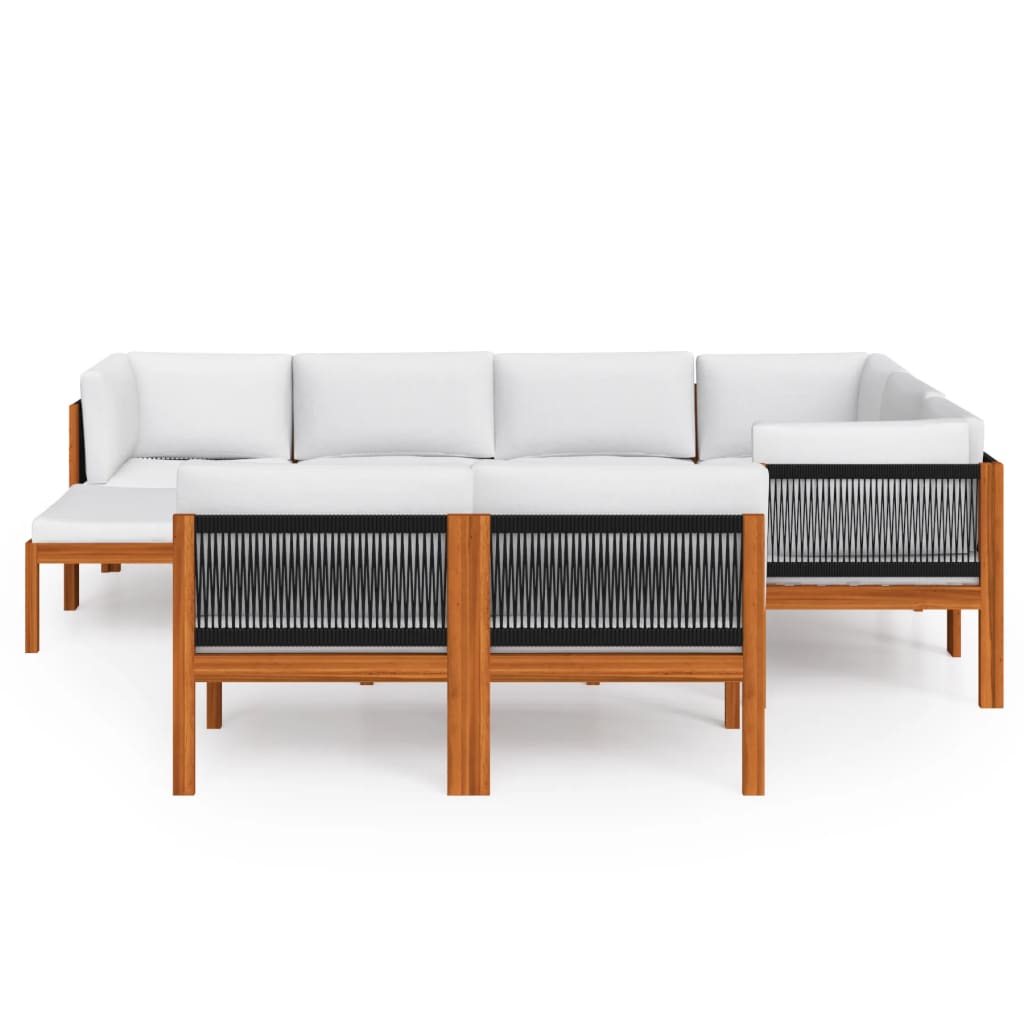10-delige tuinloungeset met kussens crèmekleurig acaciahout en touw is nu te koop bij PeponiXL, paradijselijk wonen!