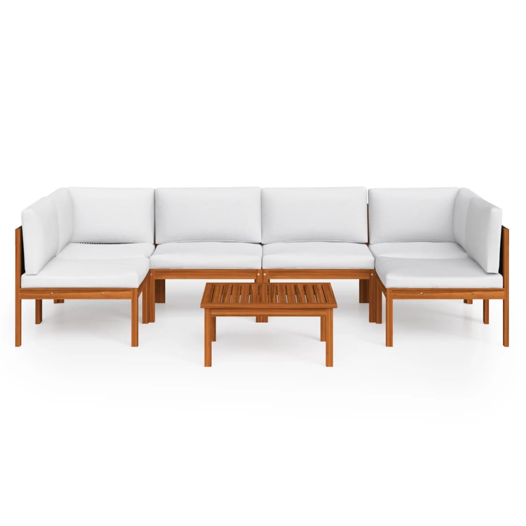 7-delige tuinloungeset met kussens crèmekleurig acaciahout en touw is nu te koop bij PeponiXL, paradijselijk wonen!