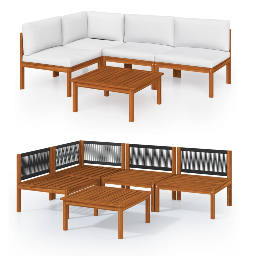 5-delige tuinloungeset met kussens crème 63x63 cm is nu te koop bij PeponiXL, paradijselijk wonen!