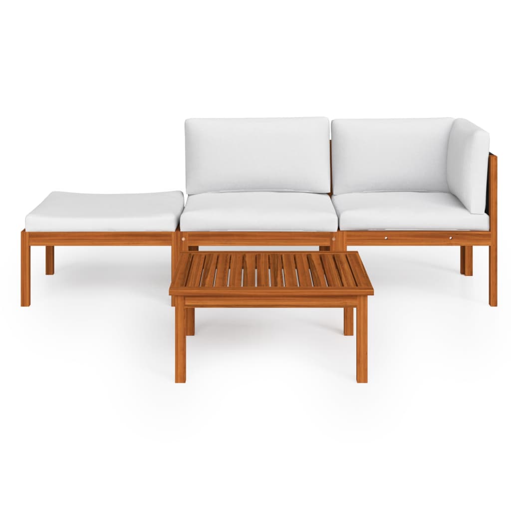 4-delige tuinloungeset met kussens crème 63x63 cm is nu te koop bij PeponiXL, paradijselijk wonen!