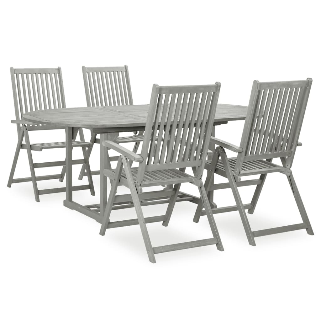 5-delige tuinset (150-200)x100cm massief acaciahout grijs is nu te koop bij PeponiXL, paradijselijk wonen!