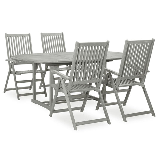 5-delige tuinset (150-200)x100cm massief acaciahout grijs is nu te koop bij PeponiXL, paradijselijk wonen!