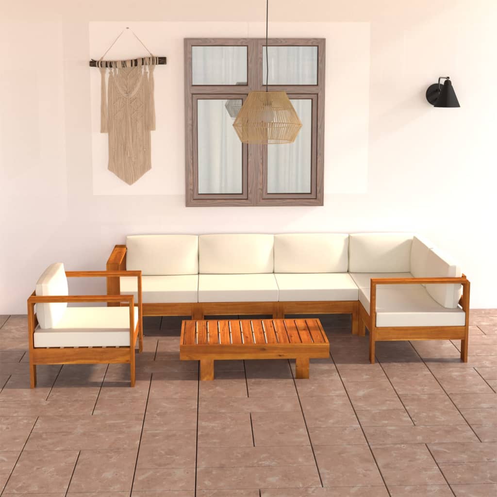 7-delige tuinloungeset met kussens 100x60 cm acaciahout is nu te koop bij PeponiXL, paradijselijk wonen!