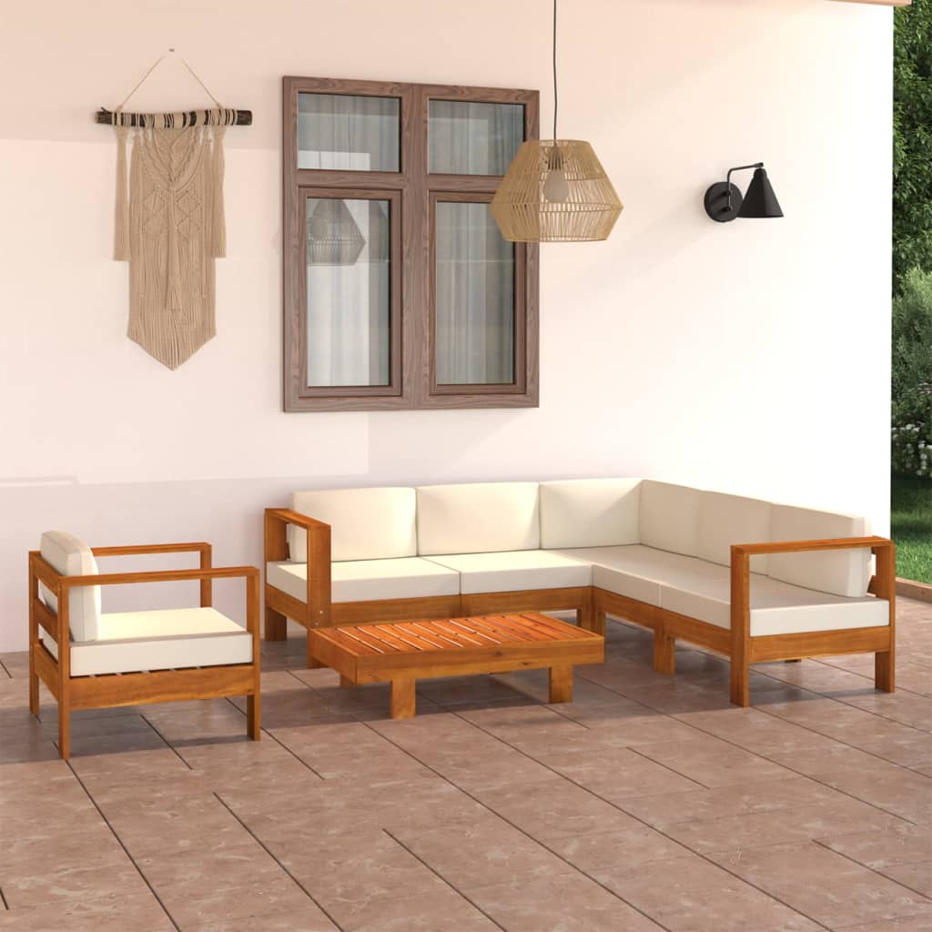 7-delige tuinloungeset met kussens 100x60 cm acaciahout is nu te koop bij PeponiXL, paradijselijk wonen!