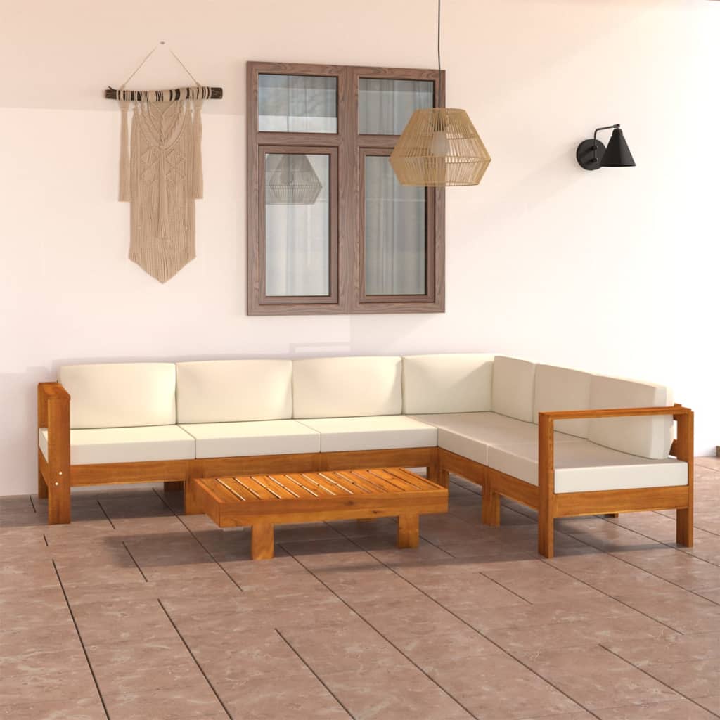 7-delige tuinloungeset met kussens 100x60 cm acaciahout is nu te koop bij PeponiXL, paradijselijk wonen!