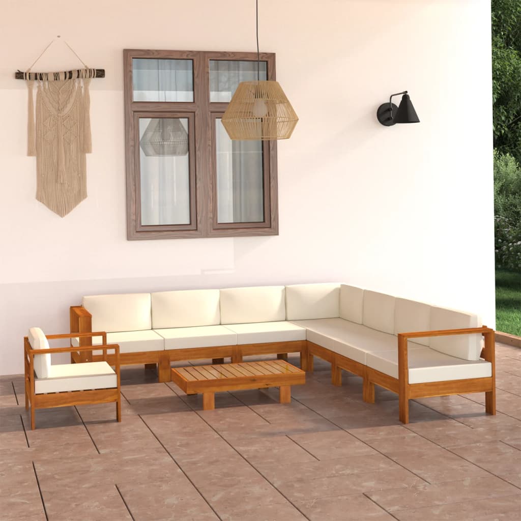 9-delige tuinloungeset met kussens 100x60 cm acaciahout is nu te koop bij PeponiXL, paradijselijk wonen!