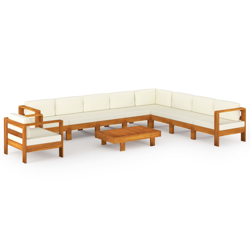 10-delige tuinloungeset met kussens 100x60 cm acaciahout is nu te koop bij PeponiXL, paradijselijk wonen!