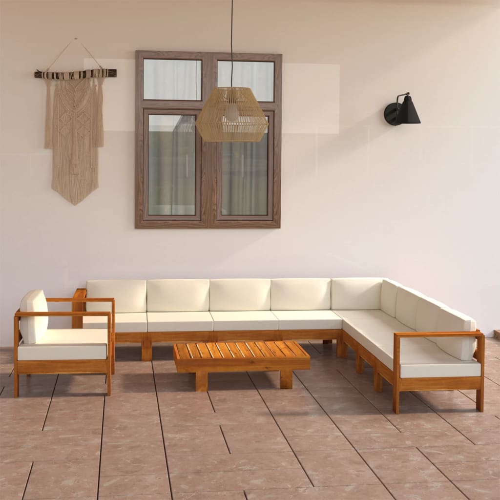 10-delige tuinloungeset met kussens 100x60 cm acaciahout is nu te koop bij PeponiXL, paradijselijk wonen!