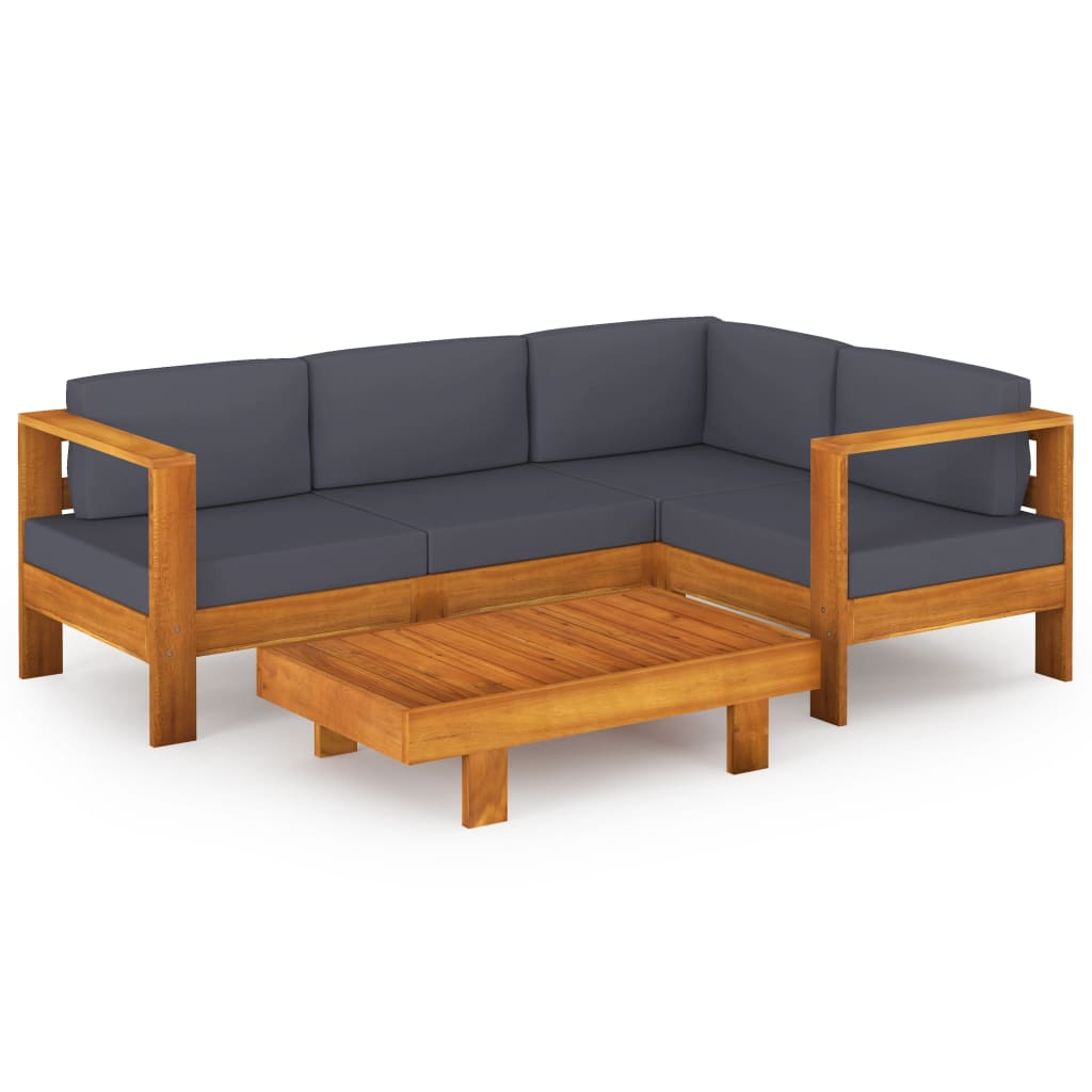 5-delige Loungeset met donkergrijze kussens acaciahout is nu te koop bij PeponiXL, paradijselijk wonen!