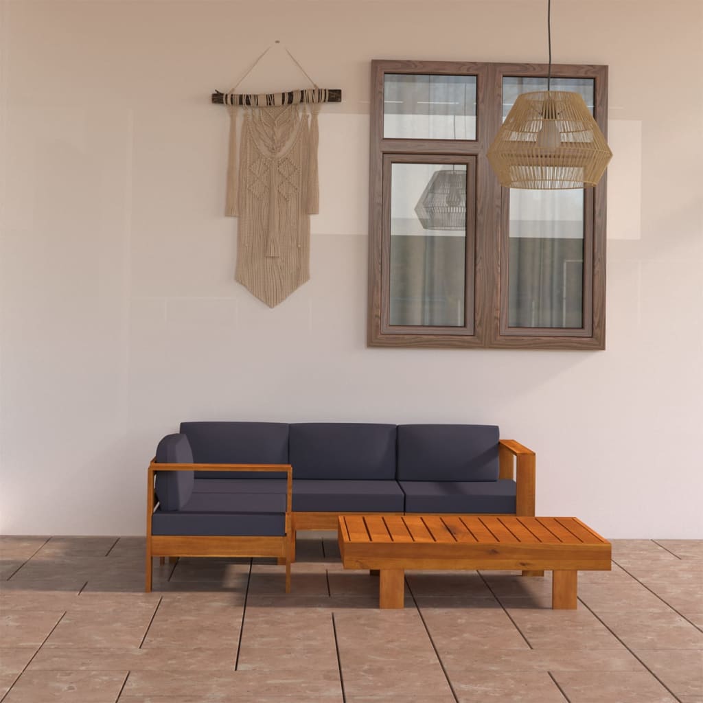 5-delige Loungeset met donkergrijze kussens acaciahout is nu te koop bij PeponiXL, paradijselijk wonen!