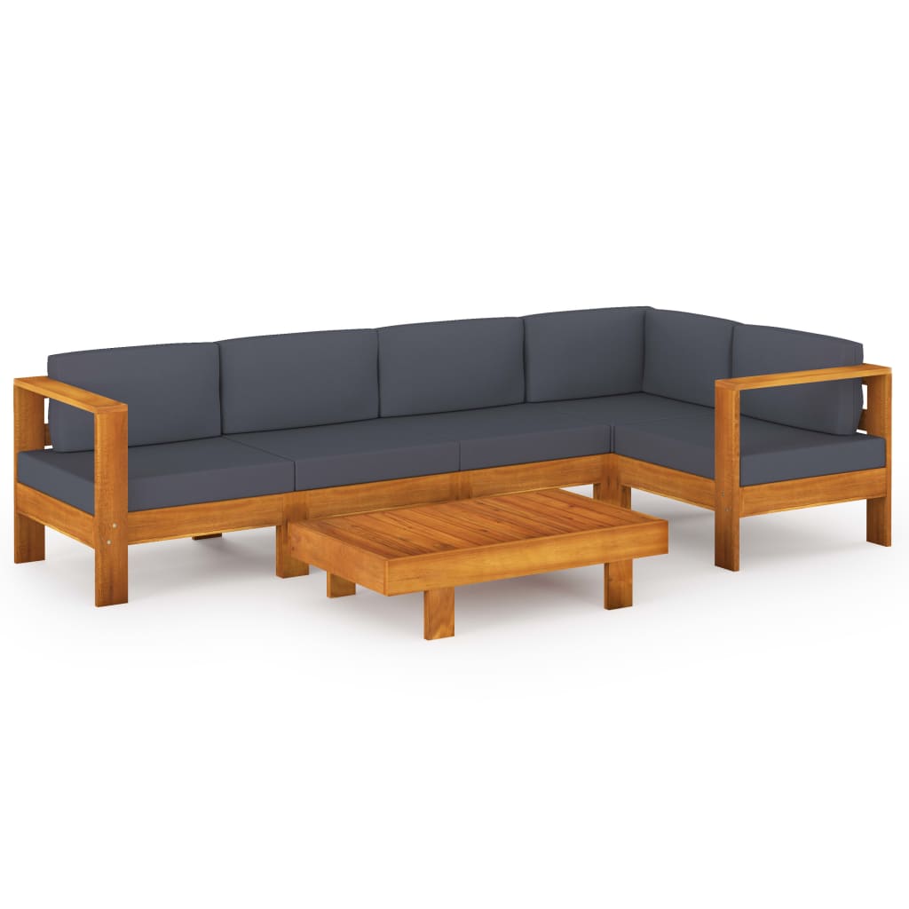 6-delige Loungeset met donkergrijze kussens acaciahout is nu te koop bij PeponiXL, paradijselijk wonen!