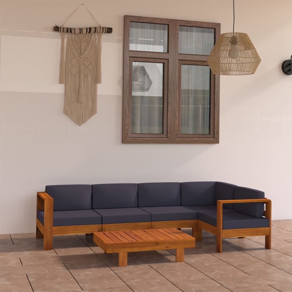 6-delige Loungeset met donkergrijze kussens acaciahout is nu te koop bij PeponiXL, paradijselijk wonen!