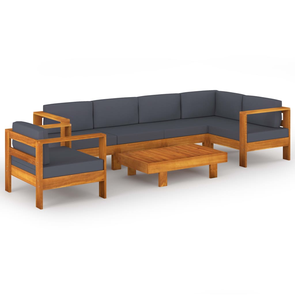 7-delige Loungeset met donkergrijze kussens acaciahout is nu te koop bij PeponiXL, paradijselijk wonen!