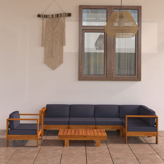 7-delige Loungeset met donkergrijze kussens acaciahout is nu te koop bij PeponiXL, paradijselijk wonen!