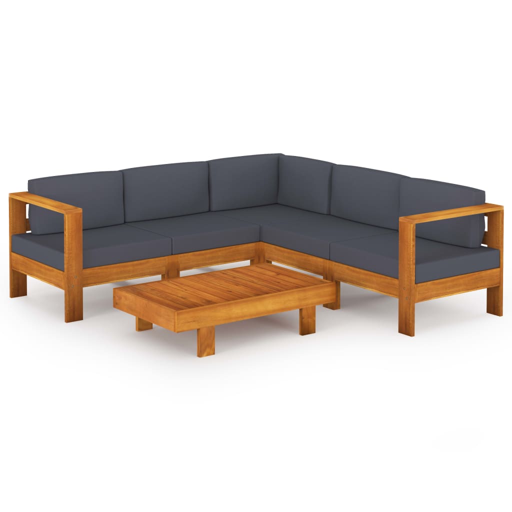 6-delige Loungeset met donkergrijze kussens acaciahout is nu te koop bij PeponiXL, paradijselijk wonen!