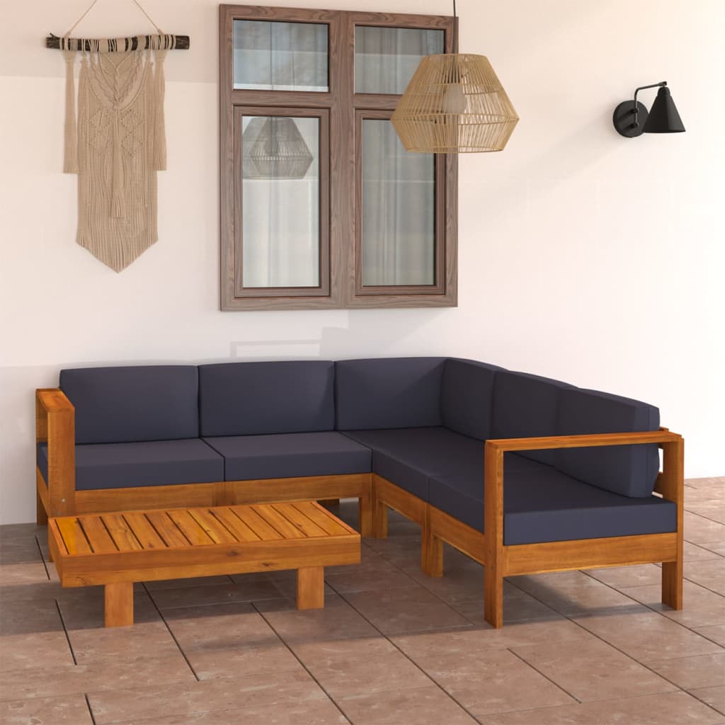 6-delige Loungeset met donkergrijze kussens acaciahout is nu te koop bij PeponiXL, paradijselijk wonen!