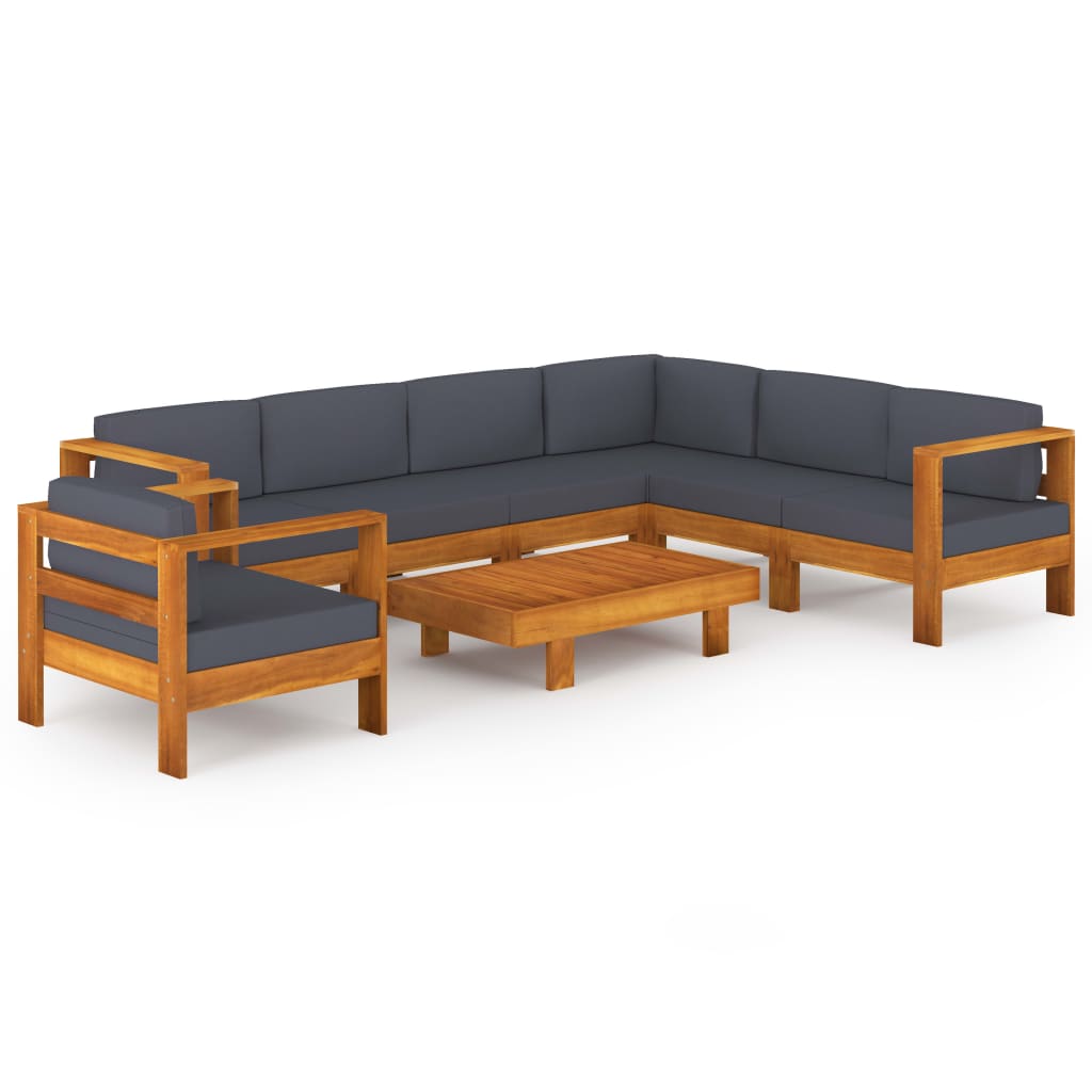 8-delige Loungeset met donkergrijze kussens acaciahout is nu te koop bij PeponiXL, paradijselijk wonen!