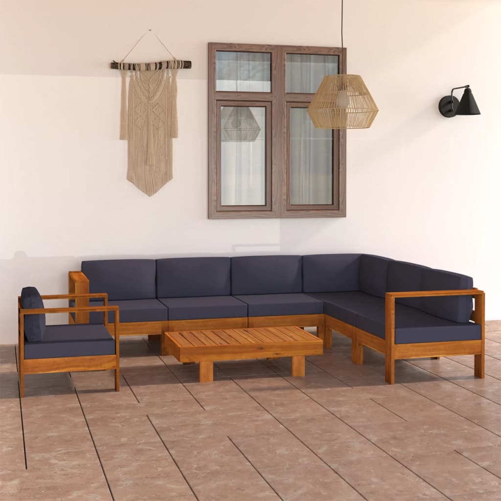 8-delige Loungeset met donkergrijze kussens acaciahout is nu te koop bij PeponiXL, paradijselijk wonen!