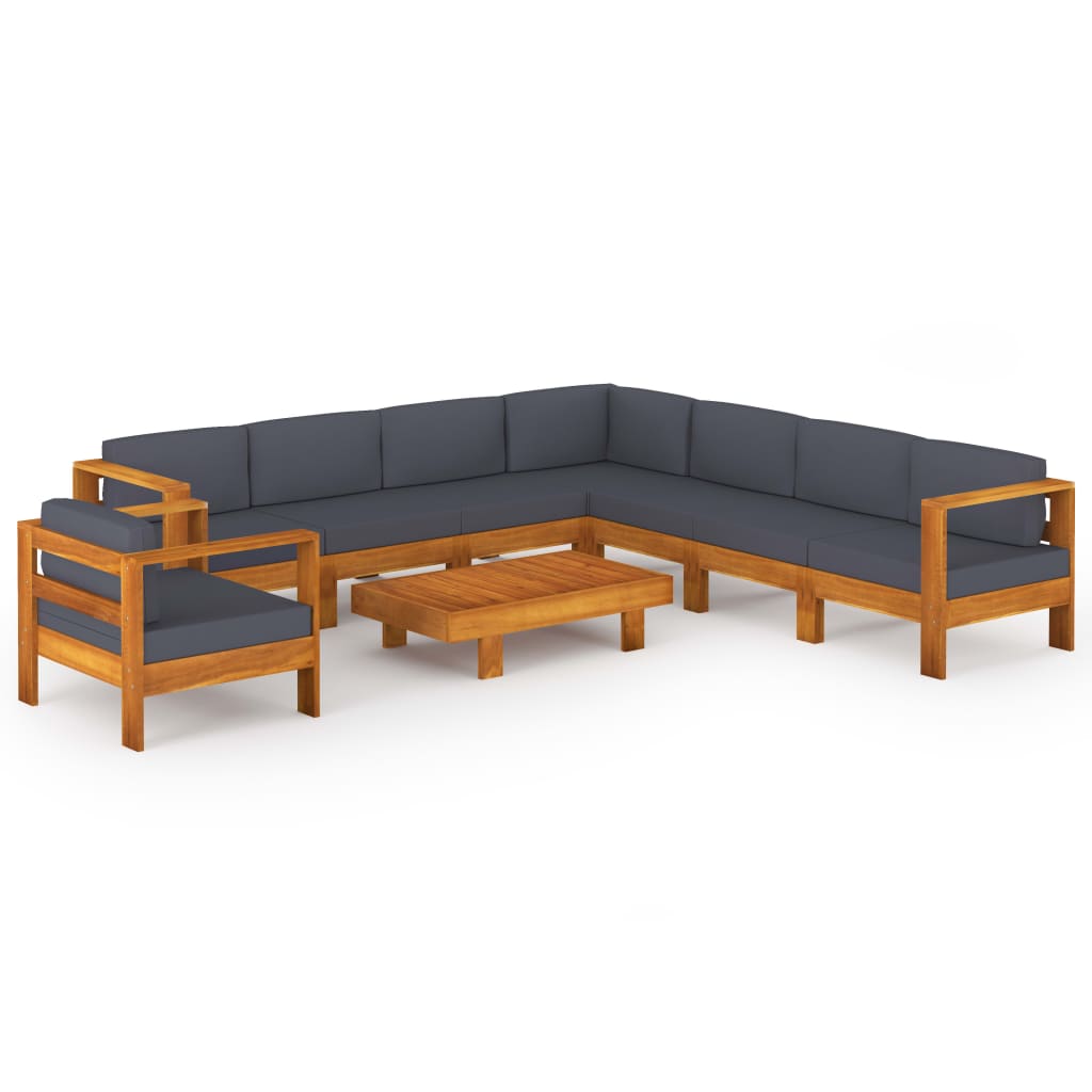 9-delige Loungeset met donkergrijze kussens acaciahout is nu te koop bij PeponiXL, paradijselijk wonen!