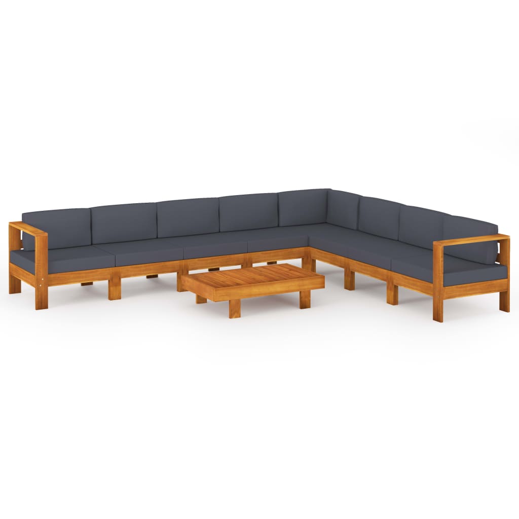 9-delige Loungeset met donkergrijze kussens acaciahout is nu te koop bij PeponiXL, paradijselijk wonen!