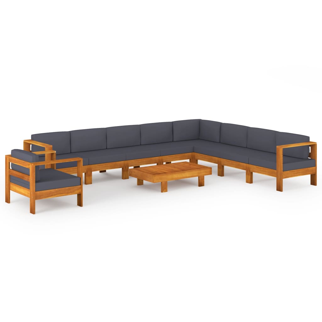 10-delige Loungeset met donkergrijze kussens acaciahout is nu te koop bij PeponiXL, paradijselijk wonen!