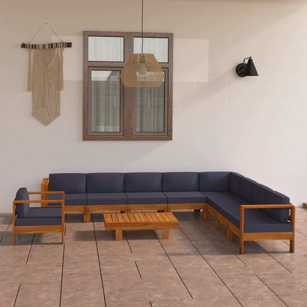 10-delige Loungeset met donkergrijze kussens acaciahout is nu te koop bij PeponiXL, paradijselijk wonen!