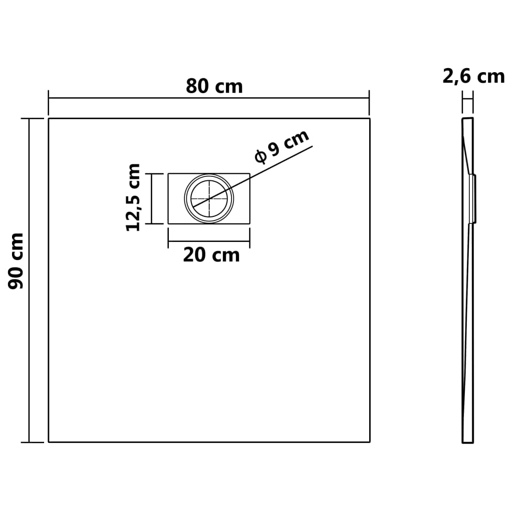 Douchebak 90x80 cm SMC grijs is nu te koop bij PeponiXL, paradijselijk wonen!