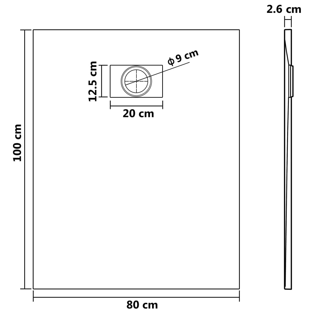 Douchebak 100x80 cm SMC grijs is nu te koop bij PeponiXL, paradijselijk wonen!