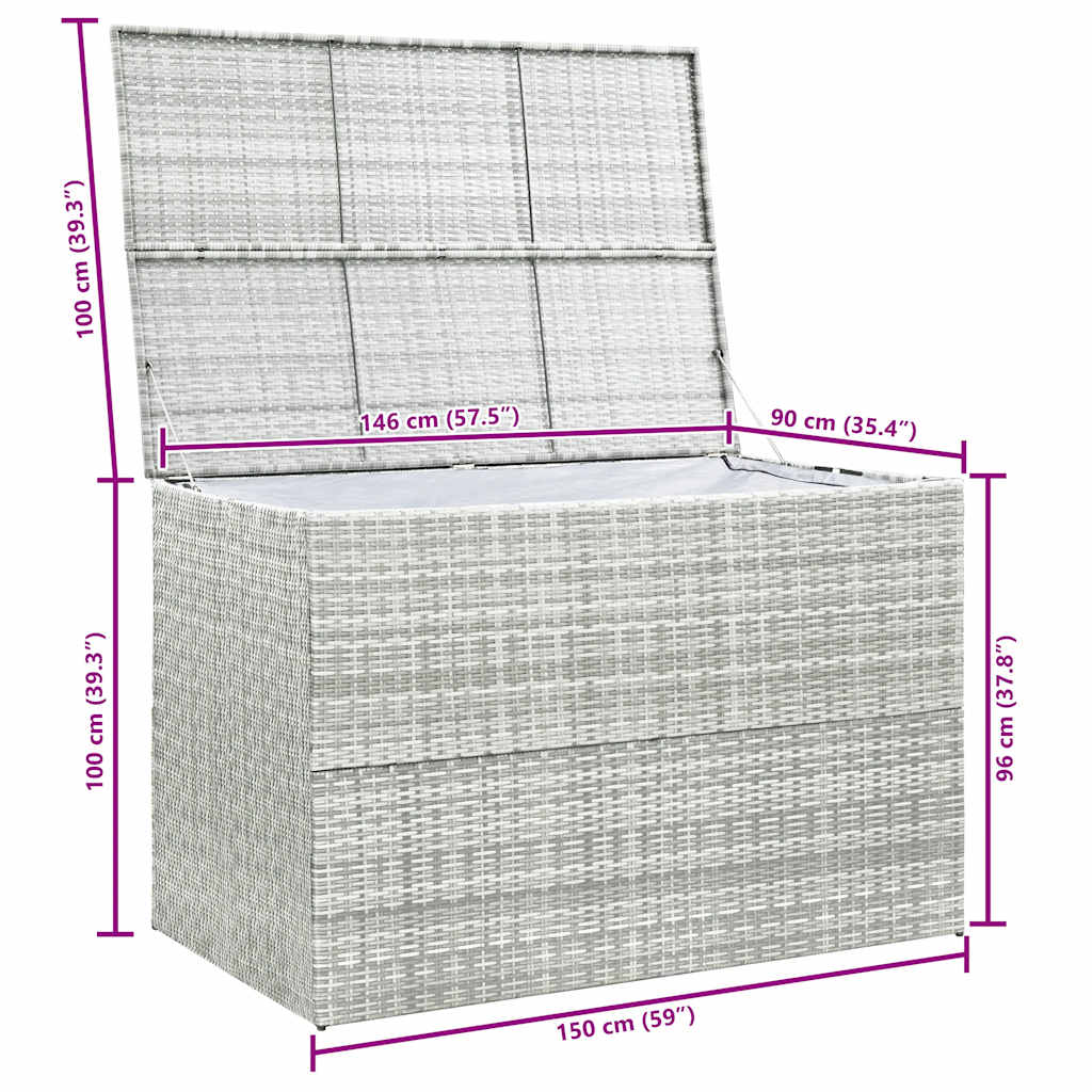 Tuinbox 150x100x100 cm poly rattan lichtgrijs is nu te koop bij PeponiXL, paradijselijk wonen!
