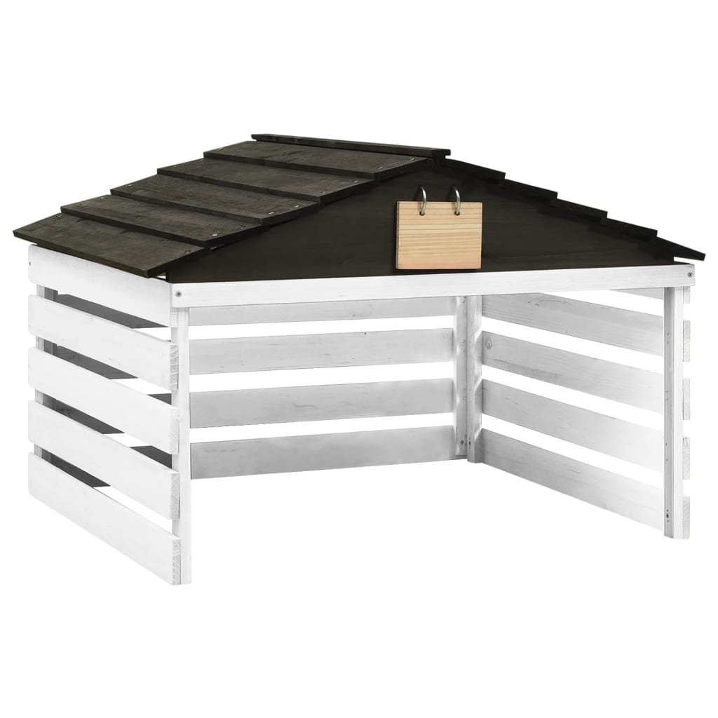 Overkapping voor grasmaaier 78x74x54 cm vurenhout zwart en wit is nu te koop bij PeponiXL, paradijselijk wonen!