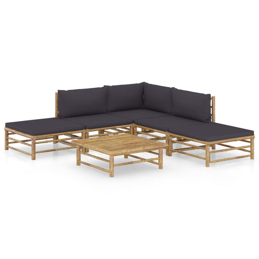 6-delige Loungeset met donkergrijze kussens bamboe is nu te koop bij PeponiXL, paradijselijk wonen!