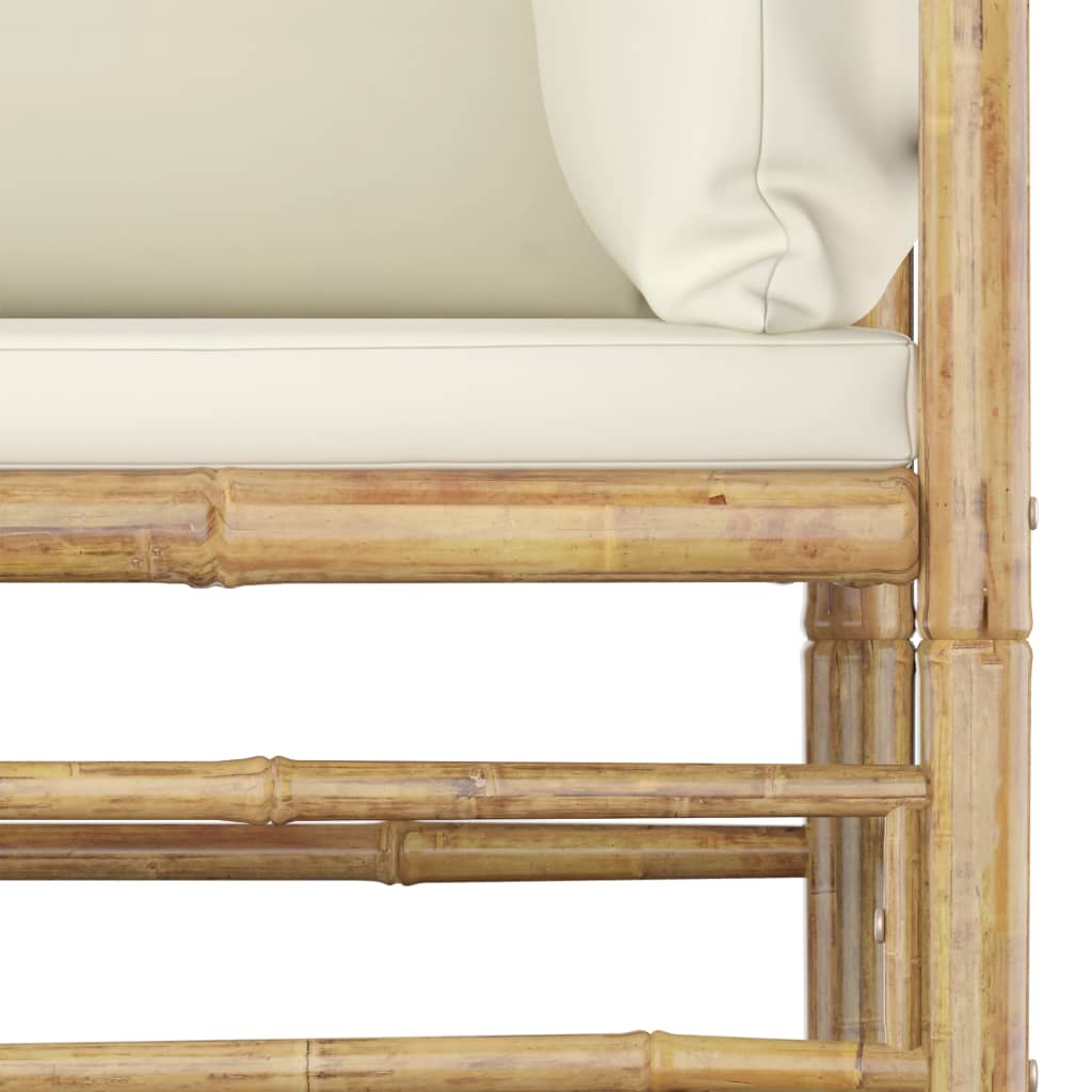 6-delige Loungeset met crèmewitte kussens bamboe is nu te koop bij PeponiXL, paradijselijk wonen!