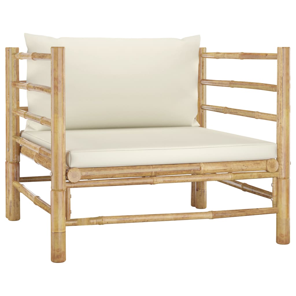 6-delige Loungeset met crèmewitte kussens bamboe is nu te koop bij PeponiXL, paradijselijk wonen!