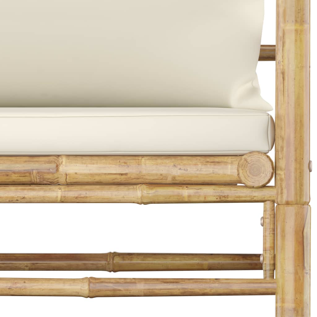 6-delige Loungeset met crèmewitte kussens bamboe is nu te koop bij PeponiXL, paradijselijk wonen!