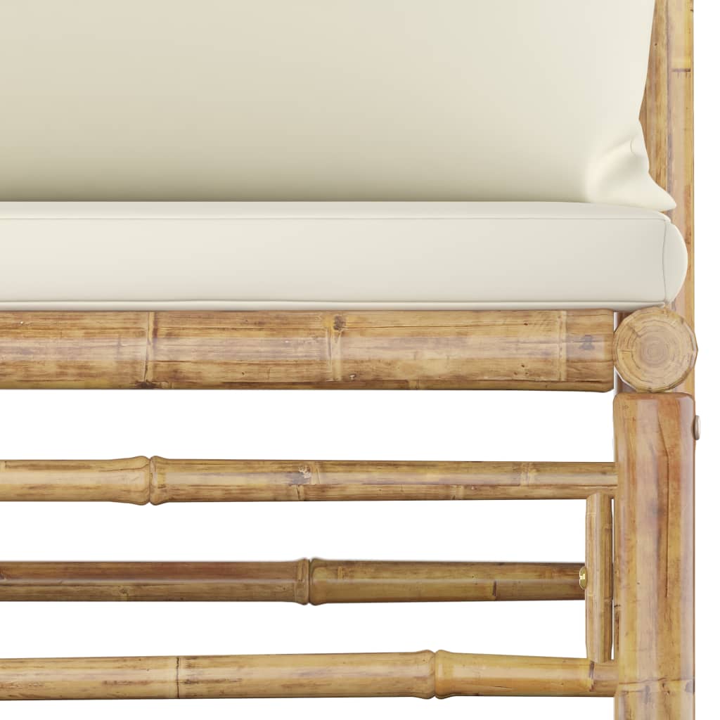 6-delige Loungeset met crèmewitte kussens bamboe is nu te koop bij PeponiXL, paradijselijk wonen!