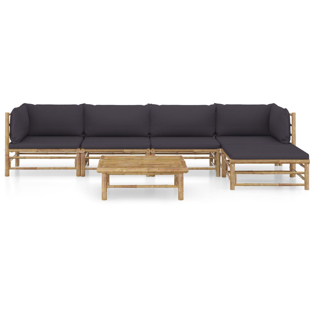 6-delige Loungeset met donkergrijze kussens bamboe is nu te koop bij PeponiXL, paradijselijk wonen!