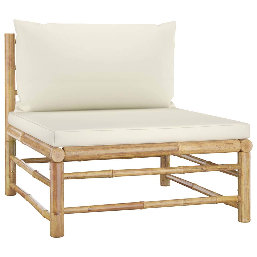 7-delige Loungeset met crèmewitte kussens bamboe is nu te koop bij PeponiXL, paradijselijk wonen!