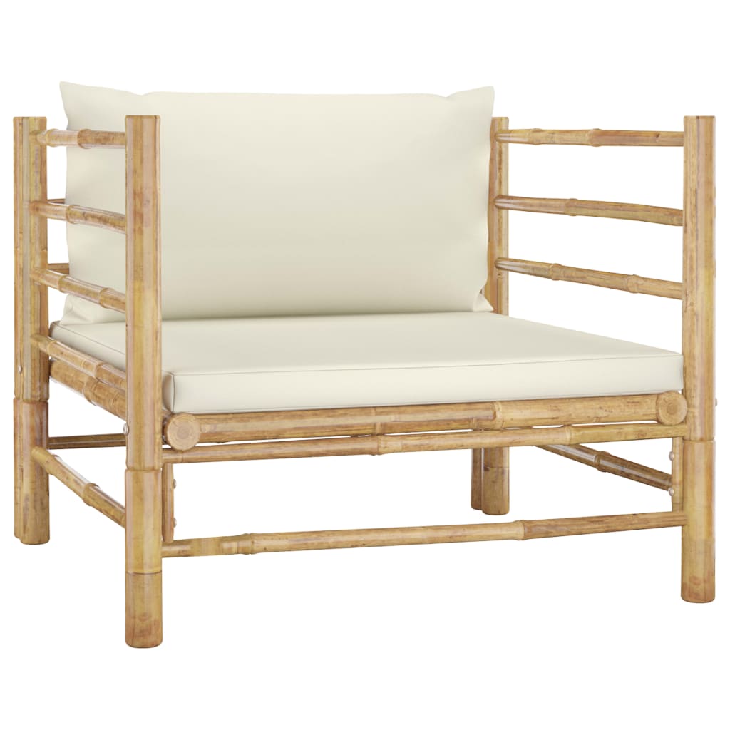 7-delige Loungeset met crèmewitte kussens bamboe is nu te koop bij PeponiXL, paradijselijk wonen!