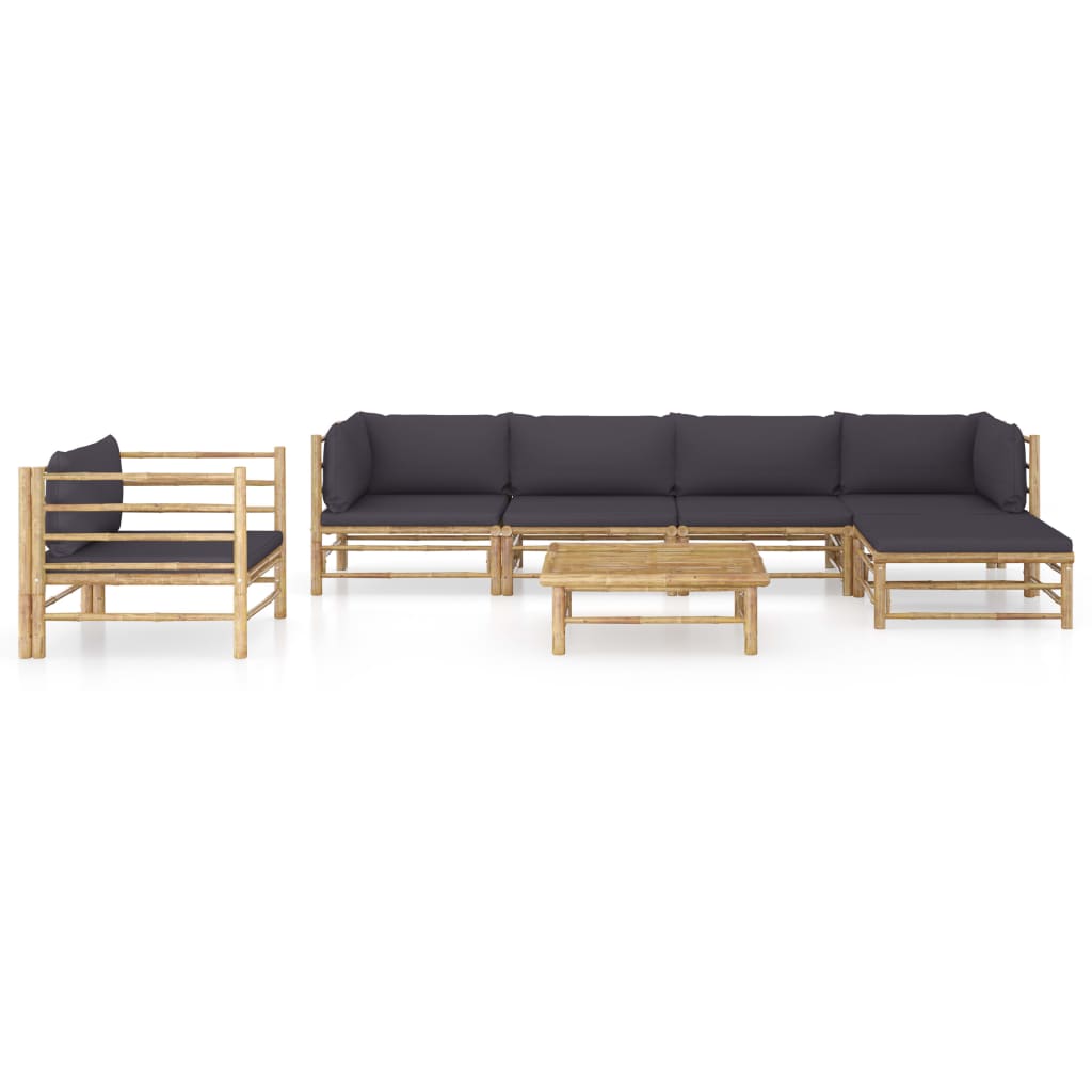 7-delige Loungeset met donkergrijze kussens bamboe is nu te koop bij PeponiXL, paradijselijk wonen!