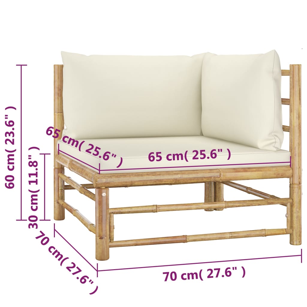 4-delige Loungeset met crèmewitte kussens bamboe is nu te koop bij PeponiXL, paradijselijk wonen!