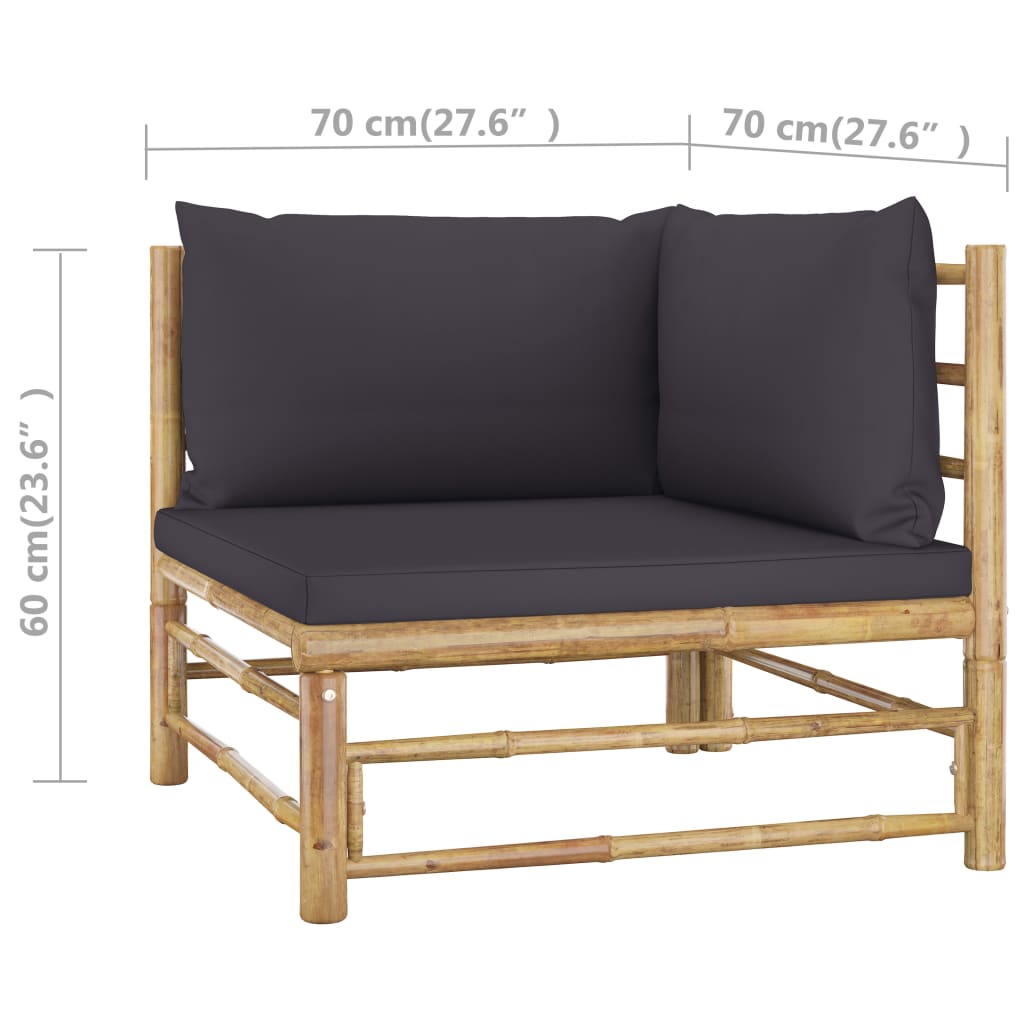 4-delige Loungeset met donkergrijze kussens bamboe is nu te koop bij PeponiXL, paradijselijk wonen!
