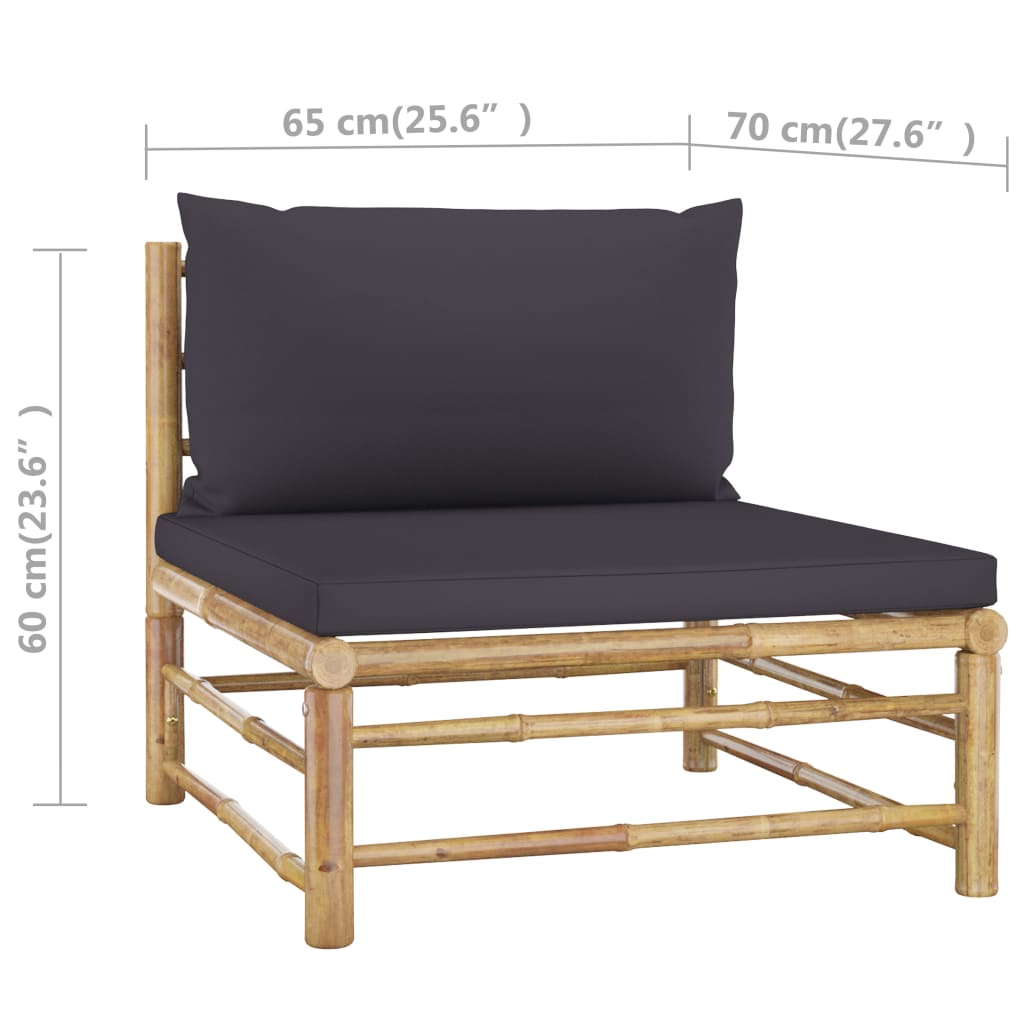 4-delige Loungeset met donkergrijze kussens bamboe is nu te koop bij PeponiXL, paradijselijk wonen!